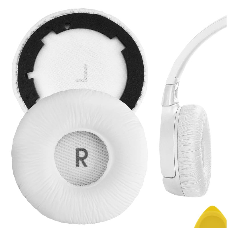 Geekria Geekria QuickFit Leatherette Replacement Ear Pads for JBL T600BTNC, Tune 600BTNC Headphones Ear Cushions, Repair Parts (White)  - Image 1