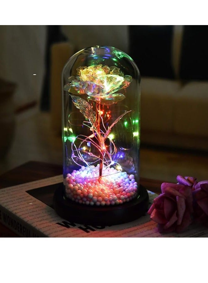 Artificial Flowers Galaxy Rose Beauty and The Beast Gifts Rose flower Gifts for Girlfriend,Her,Mom,Women roses Flower Gift Valentine Day Mothers Gifts Forever Infinity Crystal Glass Birthday Gifts (A) - Image 1