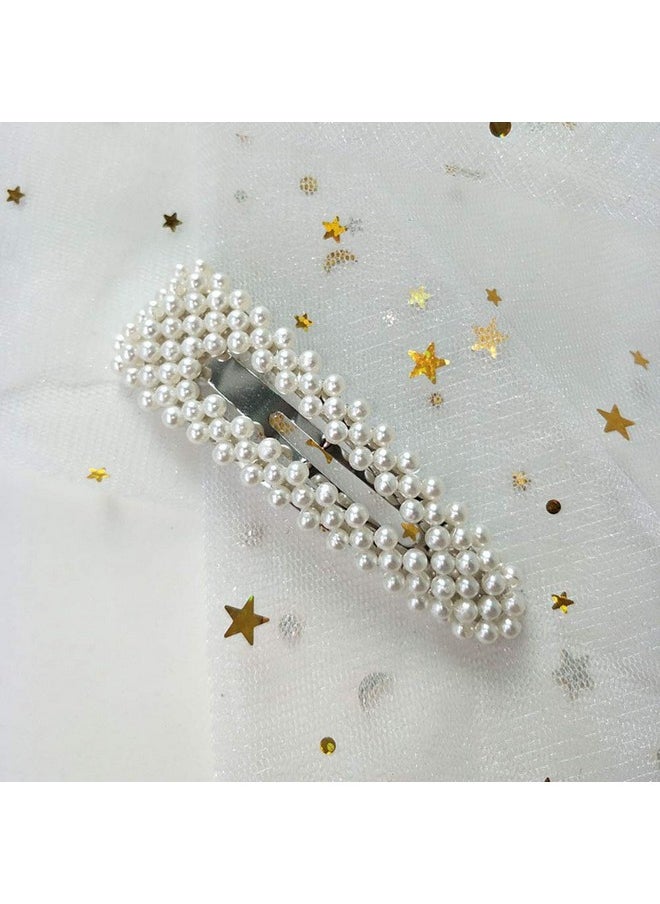 Fodattm 2Pcs Sweet Imitation Pearl Hair Clips Hairpin Simple Fashion Alloy Bb Hairgrip Hair Accessories For Women (Dropshaped Silver)  - Image 3