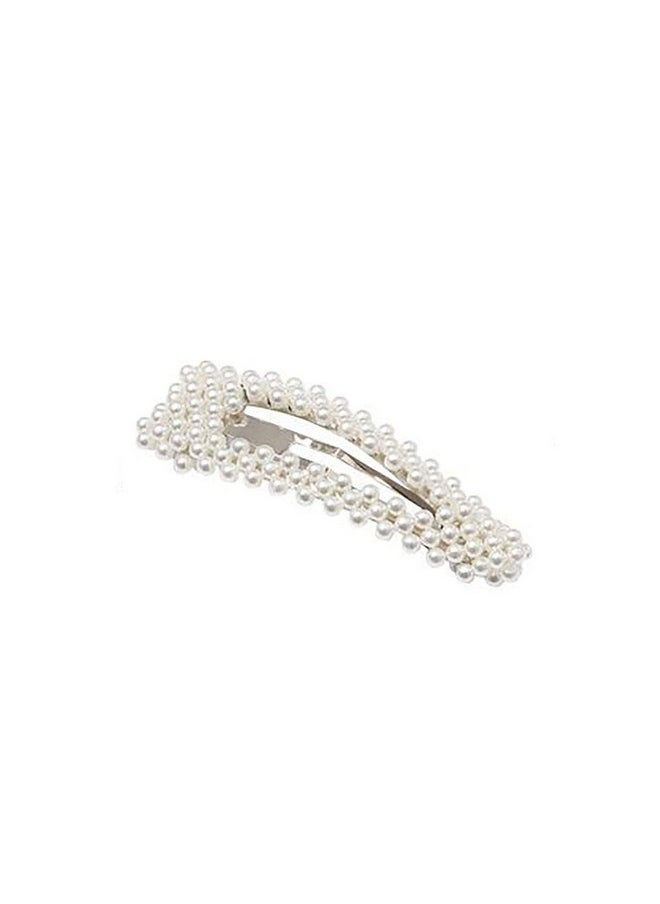 Fodattm 2Pcs Sweet Imitation Pearl Hair Clips Hairpin Simple Fashion Alloy Bb Hairgrip Hair Accessories For Women (Dropshaped Silver)  - Image 4