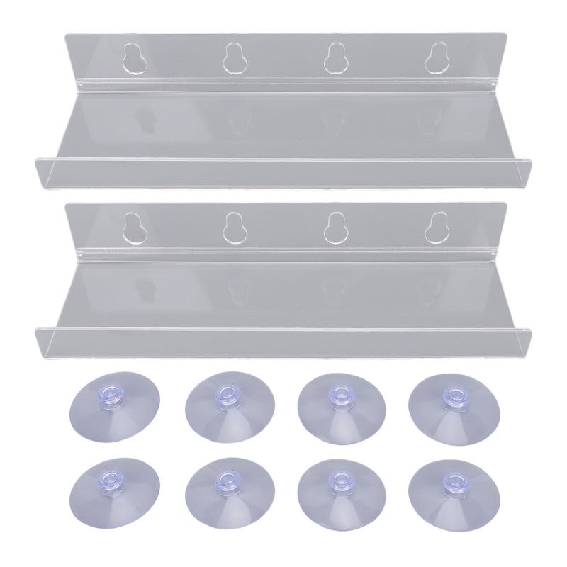 Window Plant Shelf: 2 Pack 12 Inch 5mm Clear Acrylic - 1 Inch Anti-Fall Edge Suction Cup Shelf for Indoor Garden, Bathroom Storage, Kitchen Organization - Image 1