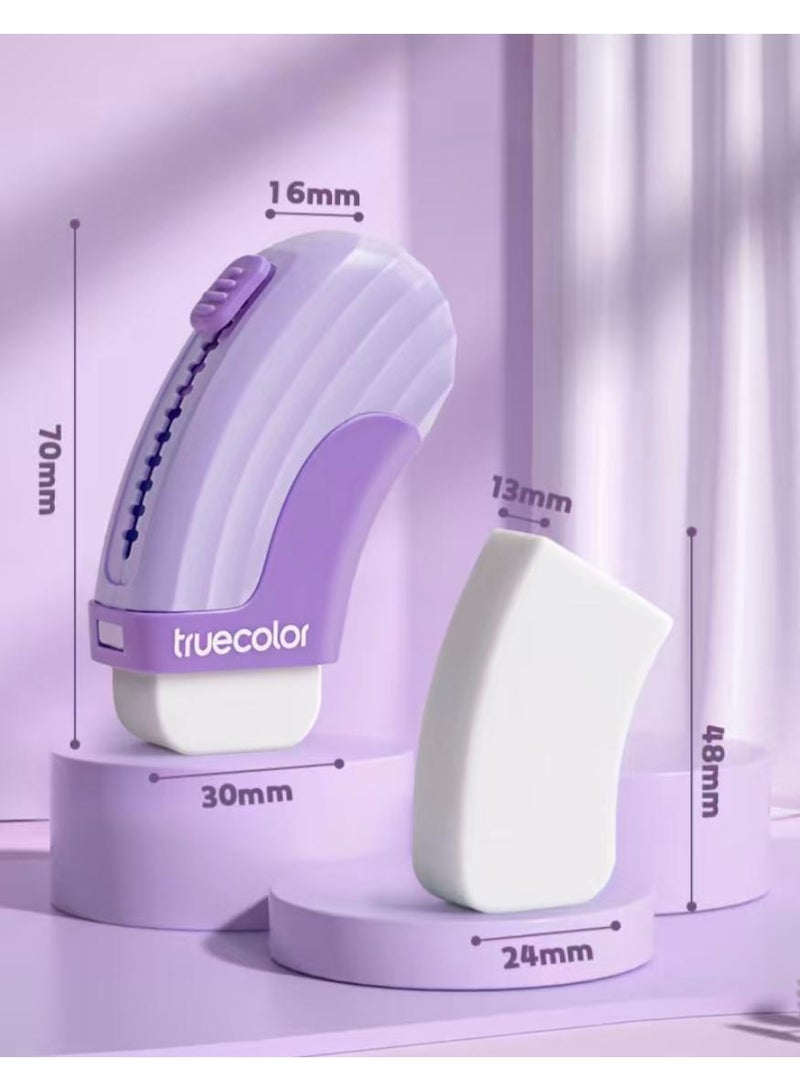 ترو كولور 4 ممحاة قابلة للسحب، ممحاة بتصميم منحنٍ، ممحاة أقلام رصاص، ممحاة مطاطية قابلة للسحب والدفع للأطفال والأولاد والبنات والطلاب، قرطاسية أدوات مكتبية مدرسية - Image 2