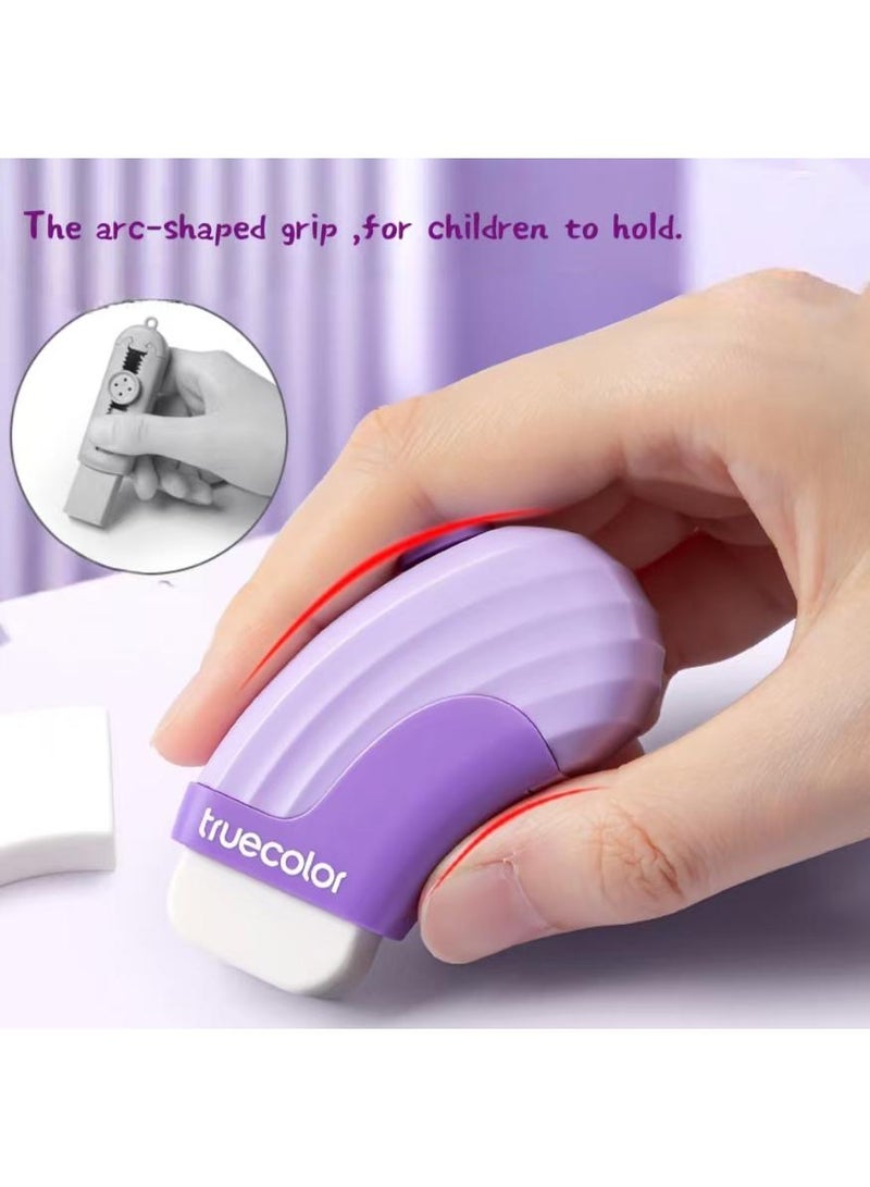 ترو كولور 4 ممحاة قابلة للسحب، ممحاة بتصميم منحنٍ، ممحاة أقلام رصاص، ممحاة مطاطية قابلة للسحب والدفع للأطفال والأولاد والبنات والطلاب، قرطاسية أدوات مكتبية مدرسية - Image 4