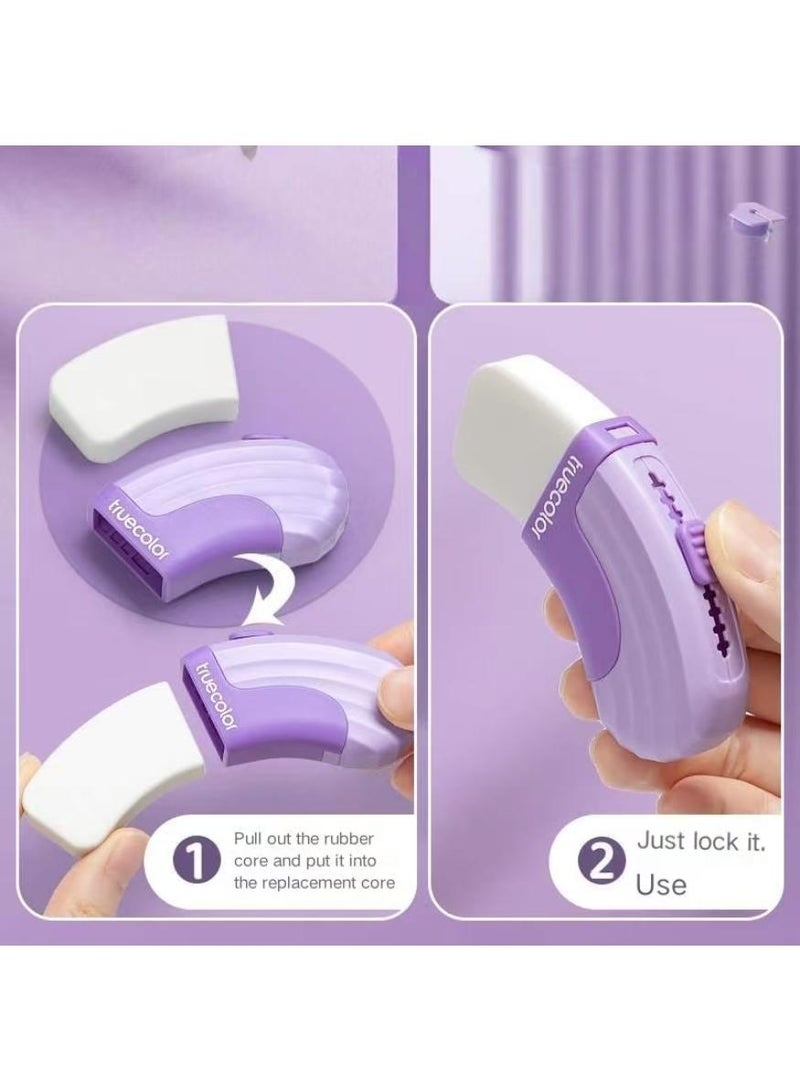 ترو كولور 4 ممحاة قابلة للسحب، ممحاة بتصميم منحنٍ، ممحاة أقلام رصاص، ممحاة مطاطية قابلة للسحب والدفع للأطفال والأولاد والبنات والطلاب، قرطاسية أدوات مكتبية مدرسية - Image 5