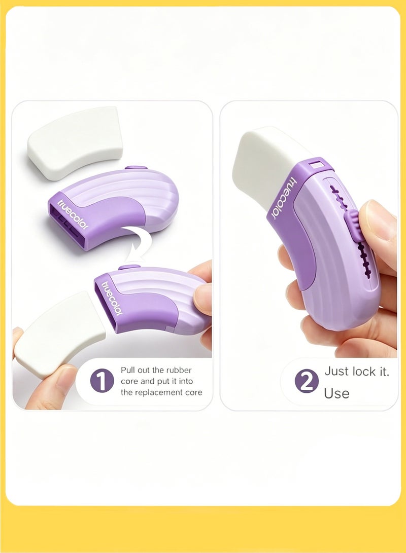 TrueColor 4 Pieces Retractable Erasers, Arc-shaped Design Erasers, Pencil Erasers , Push-Pull Rubber Eraser for Kids Boys Girls Students , School Office Supply Stationery - Image 5