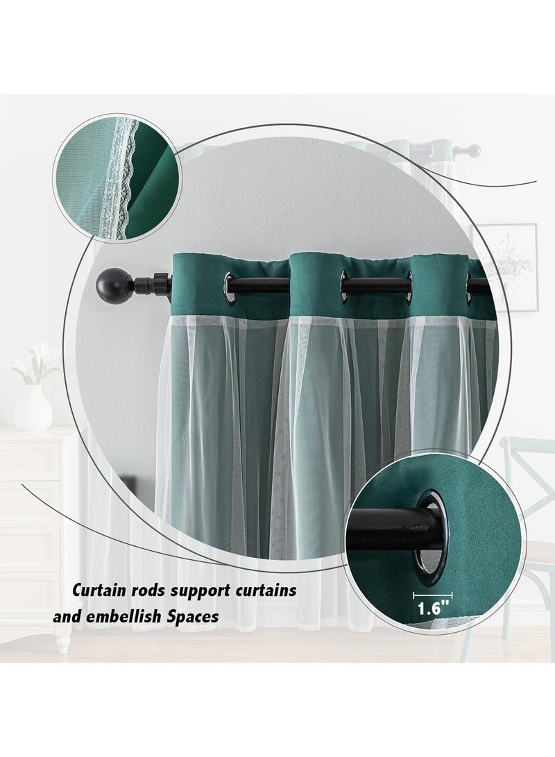 YQbest Blackout with White Lace Sheer Elegant Layered Curtains,Curtain Panels Mix and Match Thermal Insulated Blackout Curtain for Bedroom and Living Room 2 Panels (green 150 * 270cm)  - Image 3