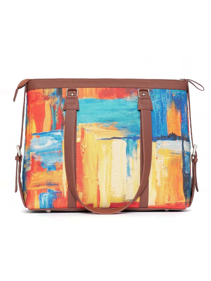 ZOUK حقيبة مكتب | حقائب أنيقة للاستخدام المكتبي | حقيبة لابتوب 15.6 بوصة | حقيبة توت أنيقة للاستخدام المكتبي | حقيبة للنساء | حقيبة يد من جلد نباتي | للاستخدام اليومي والسفر | - Image 3