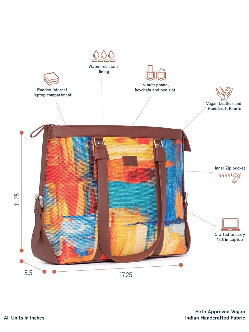 ZOUK حقيبة مكتب | حقائب أنيقة للاستخدام المكتبي | حقيبة لابتوب 15.6 بوصة | حقيبة توت أنيقة للاستخدام المكتبي | حقيبة للنساء | حقيبة يد من جلد نباتي | للاستخدام اليومي والسفر | - Image 4