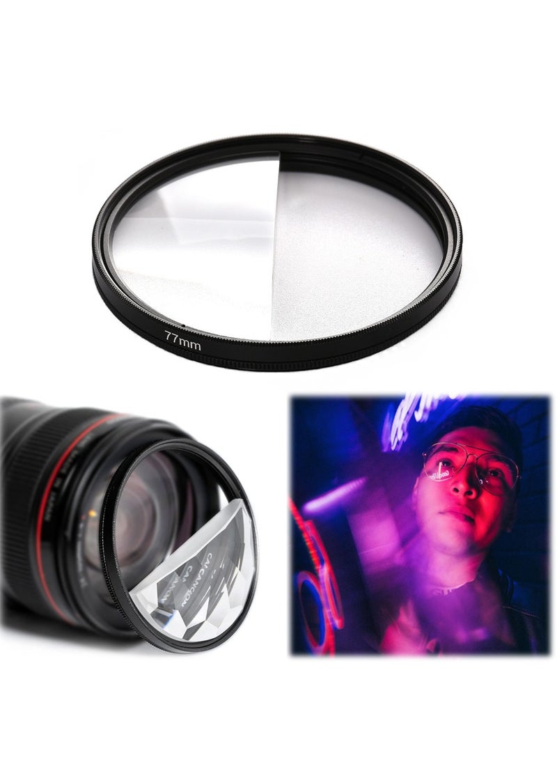 77mm Camera Lens Filter, Crystal Clear 77mm Glass Prism Camera Lens Filter - Capture Stunning Images with Variable Subjects - Essential SLR Photography Accessory (Half Blurring Effect)  - Image 1