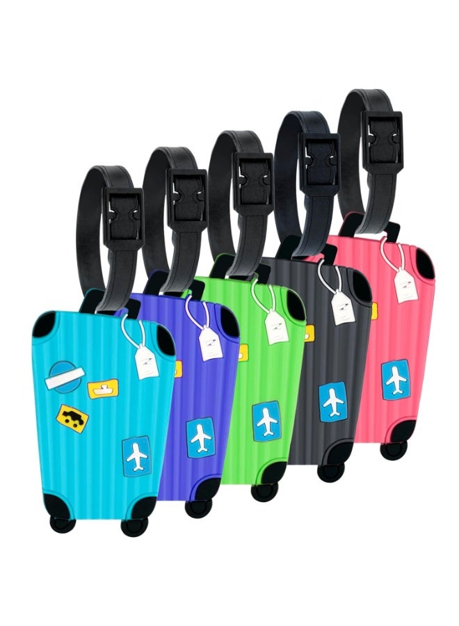 Chabeia 5 Luggage Tags, with Silicon Strap Travel Bag Tags for Easily Identification of Bags (Multicolour) - Image 1