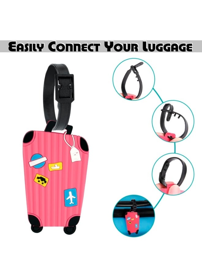 Chabeia 5 Luggage Tags, with Silicon Strap Travel Bag Tags for Easily Identification of Bags (Multicolour) - Image 3
