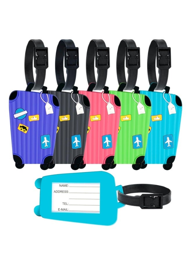 Chabeia 5 Luggage Tags, with Silicon Strap Travel Bag Tags for Easily Identification of Bags (Multicolour) - Image 4