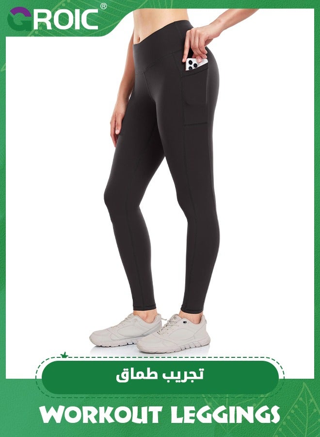 GROIC Women's Workout Leggings, Girls Athletic Legging with Pockets for Workout, Dance, Running, Yoga, Active Tights with Pockets, Soft High Waisted Tummy Control Running Yoga Pants  - Image 1