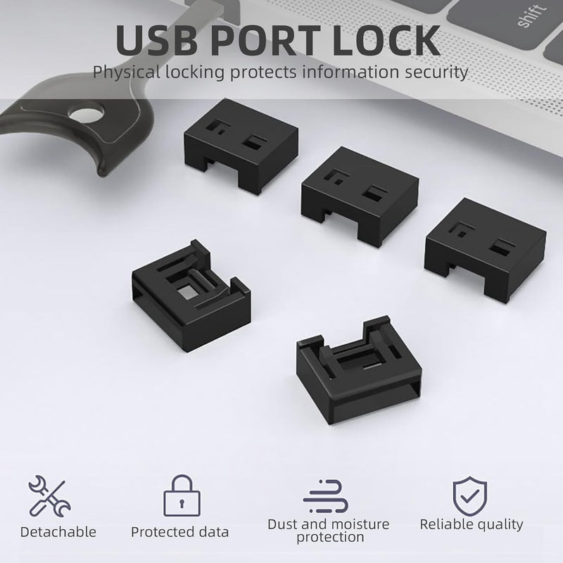 10 قطع من مانعات منافذ USB مزودة بقفل مفتاحي لحماية البيانات ومنع الوصول غير المصرح به، مع قفل USB A قابل للإزالة لأجهزة الكمبيوتر واللابتوب - Image 3