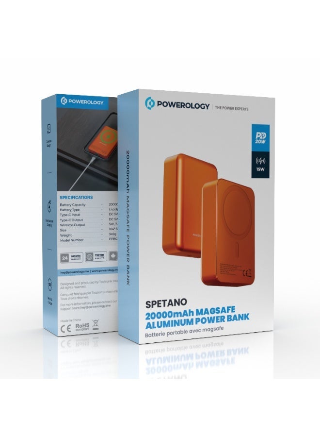 باورولوجي باور بانك 20000mAh، باور بانك MagSafe، شاحن محمول لاسلكي مع شحن سريع، حزمة بطارية مع مخرج لاسلكي 15W وشحن سلكي PD 20W للهواتف المحمولة لأجهزة iPhone 12-17، سامسونج - Image 3