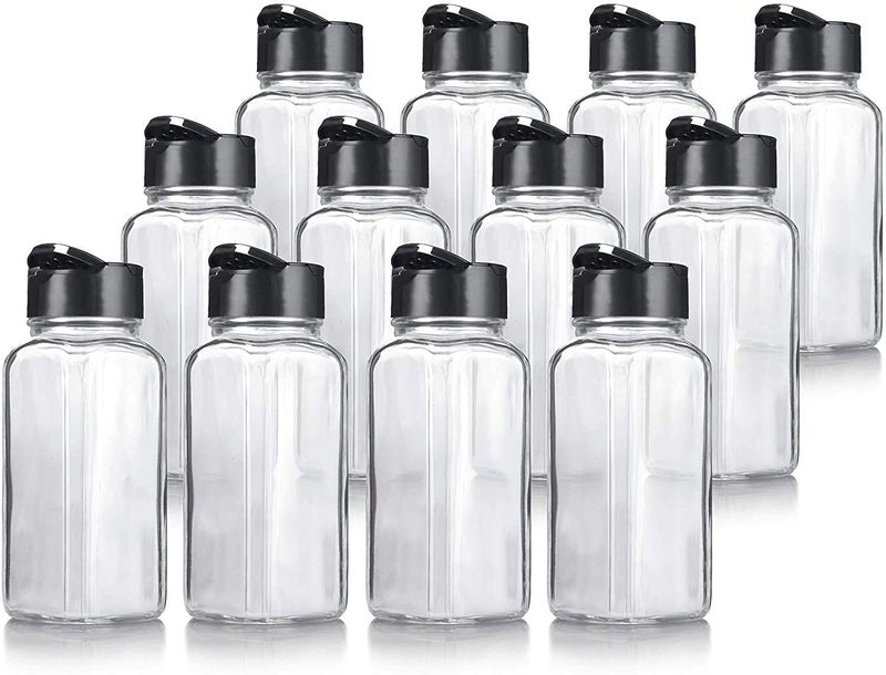 ReyoxSalt Pepper Glass Jar Spice Holder Dispensers Oregano and Chilly Flakes Dispenser Shaker Masala jar Spice Container Square 120 ML Each Bottle Pack of 6 - Image 3
