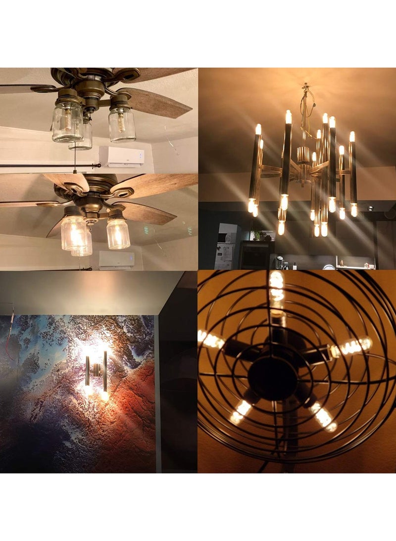 SYOSI E12 Led Bulb, 6Pcs Dimmable Candelabra Base Equivalent Retro Edison Light Bulbs 25W, CRI 90+ 2200K Glass 3W E12 T25 Filament Chandelier Light Bulb,  Edison LED Filament Light Bulb - Image 4