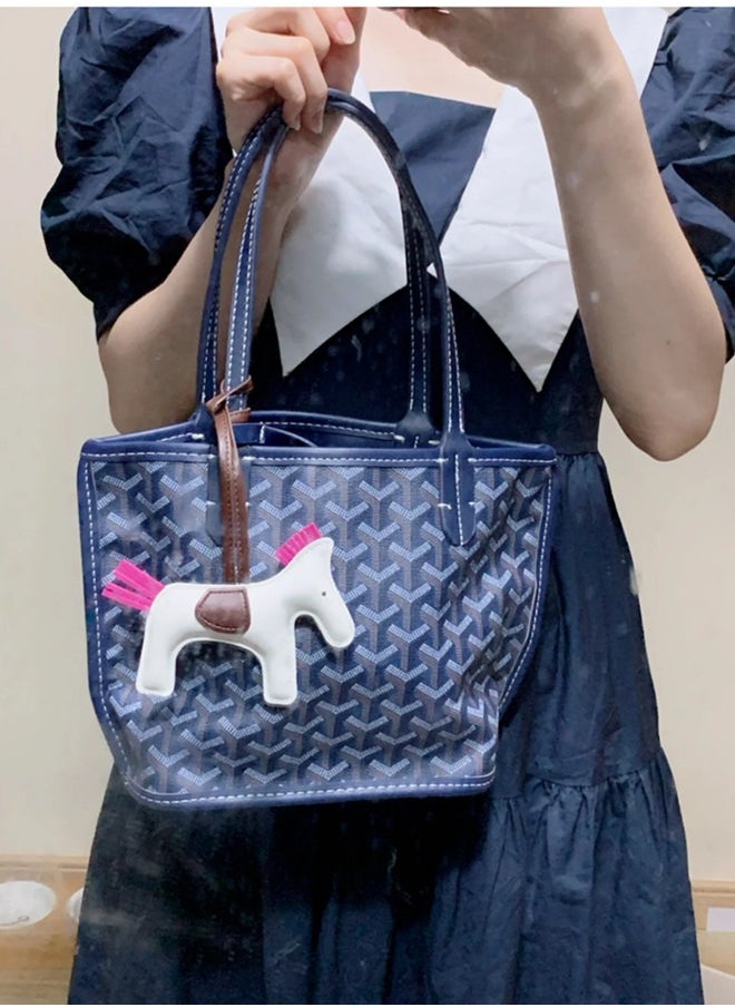 Generic - Goyard EMO Dog Tooth Bag Women's Fashion Versatile Travel Bag Handbag Small Commuter Shopping Bag Tote Bag Paired with Small Bag Pony Pendant Random Color 22cm * 21cm * 12cm - Image 1