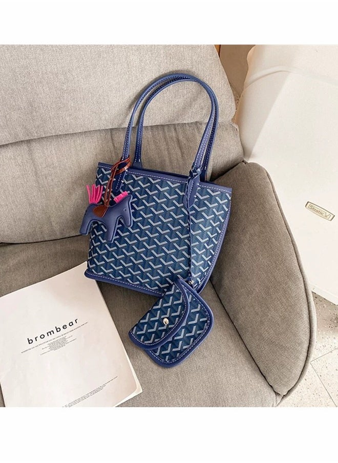 Generic - Goyard EMO Dog Tooth Bag Women's Fashion Versatile Travel Bag Handbag Small Commuter Shopping Bag Tote Bag Paired with Small Bag Pony Pendant Random Color 22cm * 21cm * 12cm - Image 1