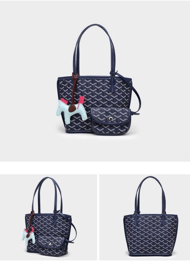 Generic - Goyard EMO Dog Tooth Bag Women's Fashion Versatile Travel Bag Handbag Small Commuter Shopping Bag Tote Bag Paired with Small Bag Pony Pendant Random Color 22cm * 21cm * 12cm - Image 1