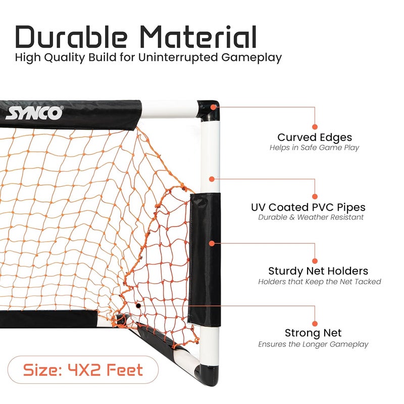 synco Two Portable Soccer Goals with Carry Bag | Goal Post for Football Training | Long Lasting Durable Frame | Quick Setup Easy Folding Storage | Set of Two - Image 3