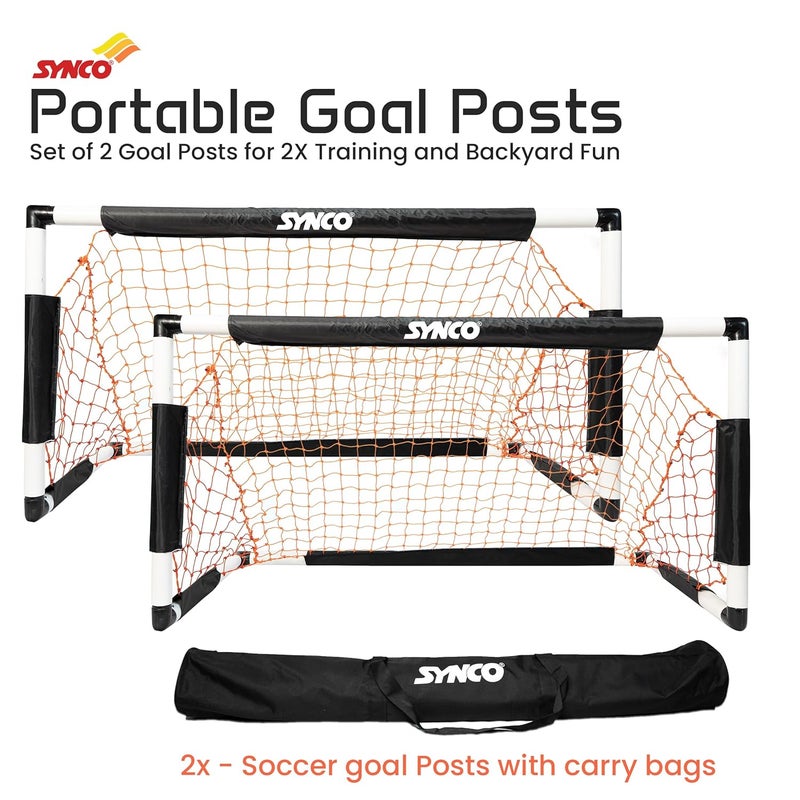 synco Two Portable Soccer Goals with Carry Bag | Goal Post for Football Training | Long Lasting Durable Frame | Quick Setup Easy Folding Storage | Set of Two - Image 2