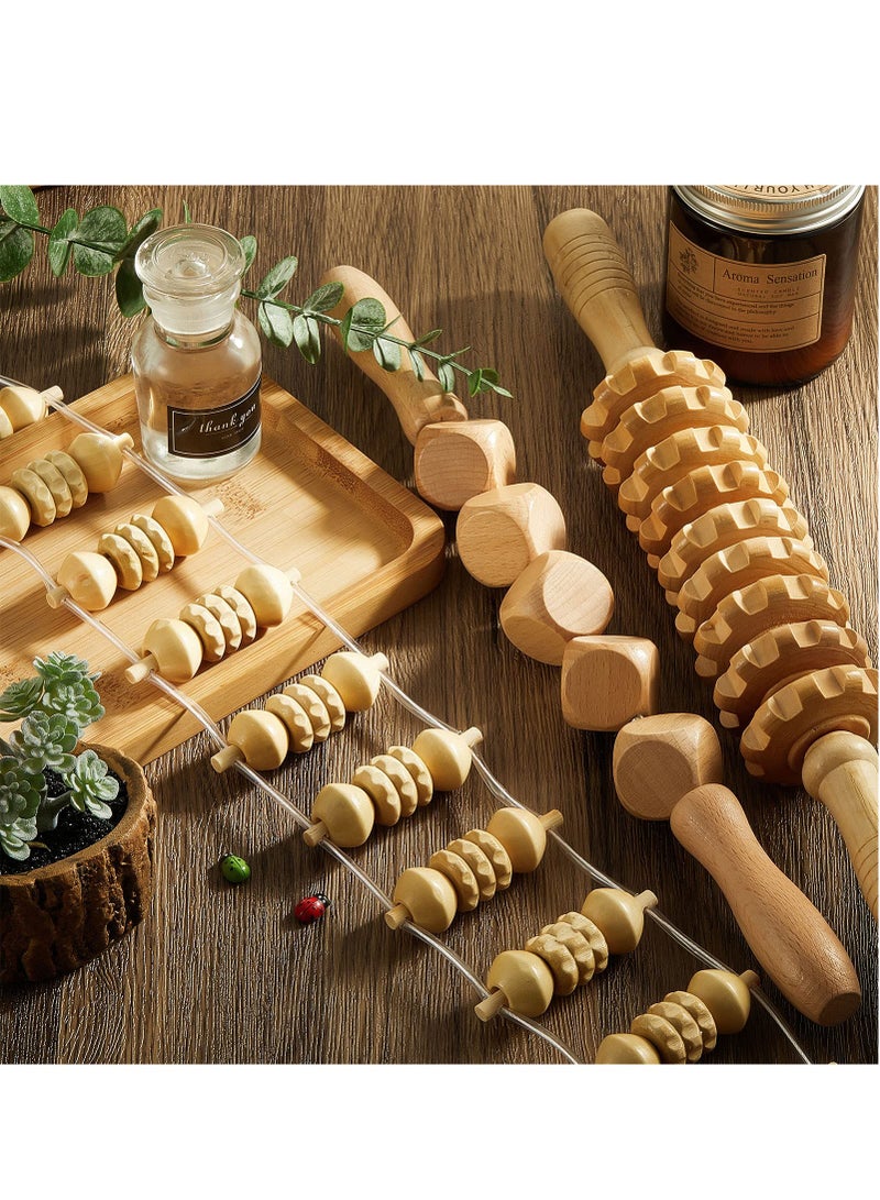 إسكدنيا 6 قطع الخشب طقم العلاج أدوات التدليك عدة الخشب مدلك الأسطوانة غوا شا الأسطوانة لتخفيف الآلام أدوات نحت الجسم  - Image 4