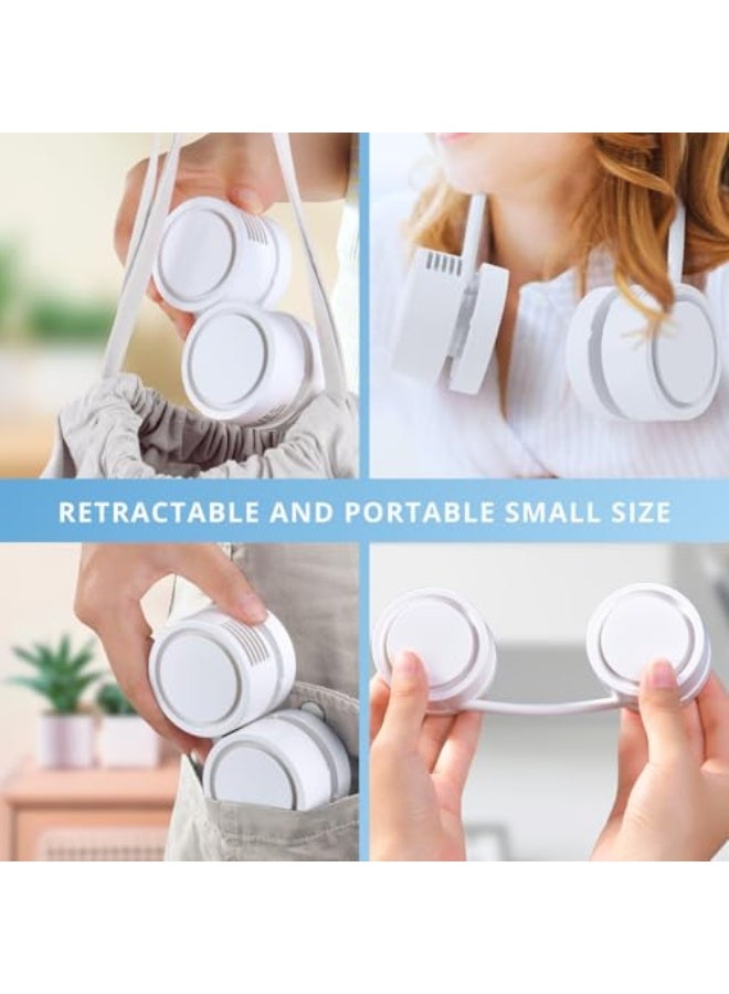 نيبمينينت مروحة عنق، مروحات بلا شفرات محمولة، مروحة قابلة للطي قابلة للشحن بسعة 4000 مللي أمبير، 3 سرعات وقوة تبريد محسّنة، مروحة شخصية تعمل بدون استخدام اليدين، USB للرجال والنساء، للخارج والسفر، هدية مثالية (بيضاء) - Image 2