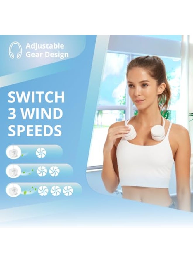 نيبمينينت مروحة عنق، مروحات بلا شفرات محمولة، مروحة قابلة للطي قابلة للشحن بسعة 4000 مللي أمبير، 3 سرعات وقوة تبريد محسّنة، مروحة شخصية تعمل بدون استخدام اليدين، USB للرجال والنساء، للخارج والسفر، هدية مثالية (بيضاء) - Image 4