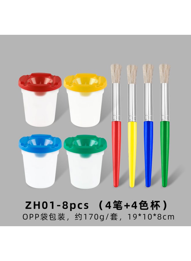 Xinbowen Children's Painting Plastic 10-color Pen Washing Cup 10-color Bristle Graffiti Painting Brush Suit - Image 1