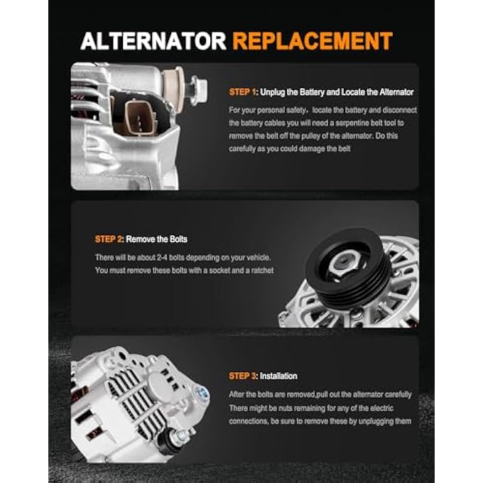 ASAPE New Alternator Fit for 2002-2004 for Mitsubishi Lancer 2.0L 1998-2002 for Mitsubishi Mirage 1.8L, Replace OE 13787 - Image 5