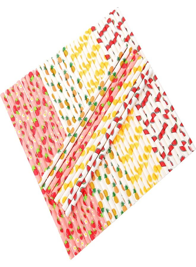 Zhanmai 200 Pieces Fruit Paper Straws for Drinking Cute Strawberry Pineapple Orange Patterned Paper Straws 7.75 Inches for Cocktail Birthday Luau Summer Party Supplies - Image 4