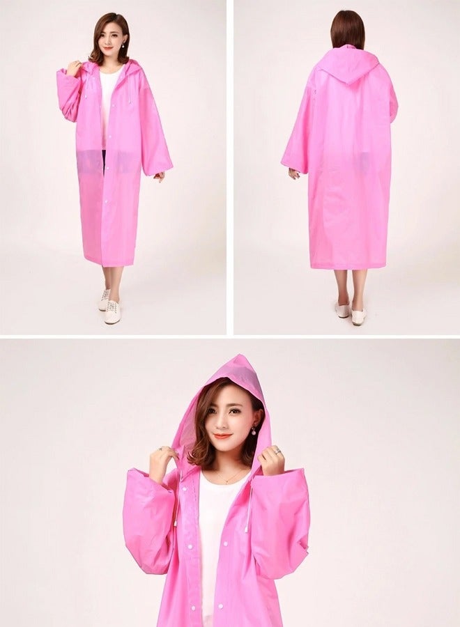 تايمي معطف المطر للبالغين سترة مطر محمولة مقاومة للماء بغطاء للرأس من مادة إي في إيه للرجال والنساء - وردي - Image 2