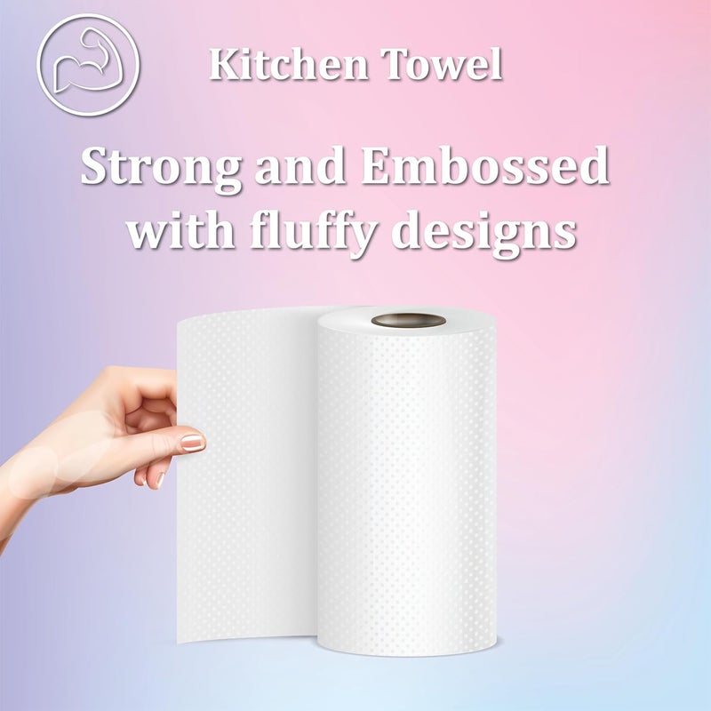 Kosher Kitchen 2 in 1 Tissue/Towel Paper Roll, 2 ply - 95 pulls each - total 570 pulls, combo of 3 (6 rolls) - Image 4