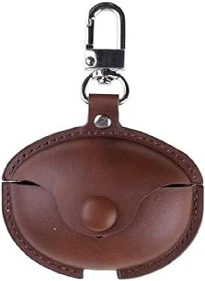 YOMNA - Luxury PU Leather Earphone Cases For Huawei Freebuds 4i, Anti-Shock with Key Metal Holder Soft Cover Protective (Dark Brown) - Image 1