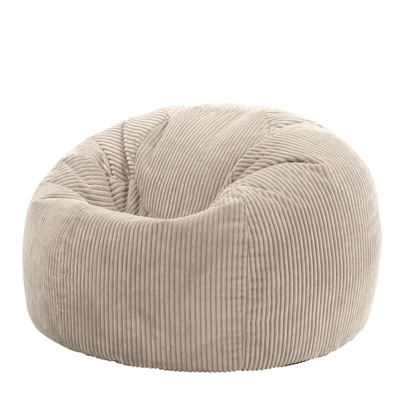 icon Kingston Cord Bean Bag Beige Large Adult Bean Bag Chair with Filling Included Comfy Chair Living Room Furniture Bedroom Furniture