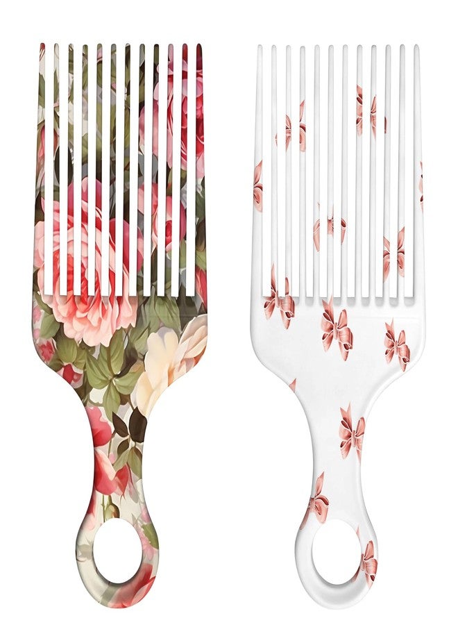 GABraden 2 Pcs Afro Pick Comb for Natural Curly Hair,Portable Styling Hair Pick for Travel,Anti-Static,Cute Afro Comb for Women Men and Girls(Pink-T1) - Image 1