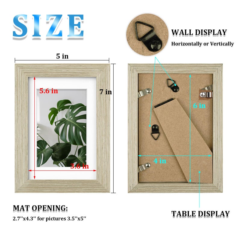 Egofine 9x12 Picture Frame Made of Solid Wood Covered by Plexiglass  Wood Frame for Pictures 5x7/6x8 with Mat or 9x12 without Mat  Tabletop and Wall Mounting Display  Distressed Wood Grain