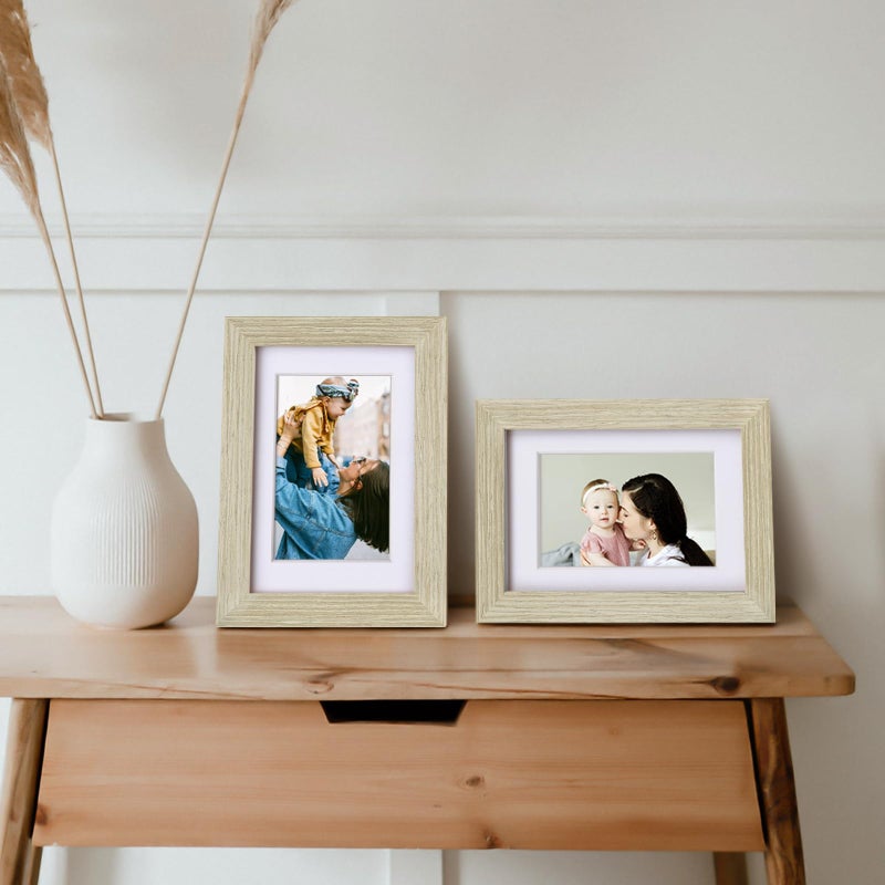 Egofine 9x12 Picture Frame Made of Solid Wood Covered by Plexiglass  Wood Frame for Pictures 5x7/6x8 with Mat or 9x12 without Mat  Tabletop and Wall Mounting Display  Distressed Wood Grain