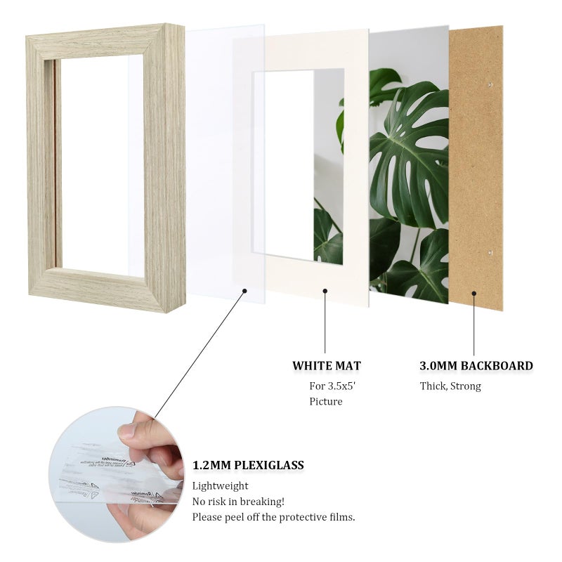 Egofine 9x12 Picture Frame Made of Solid Wood Covered by Plexiglass  Wood Frame for Pictures 5x7/6x8 with Mat or 9x12 without Mat  Tabletop and Wall Mounting Display  Distressed Wood Grain