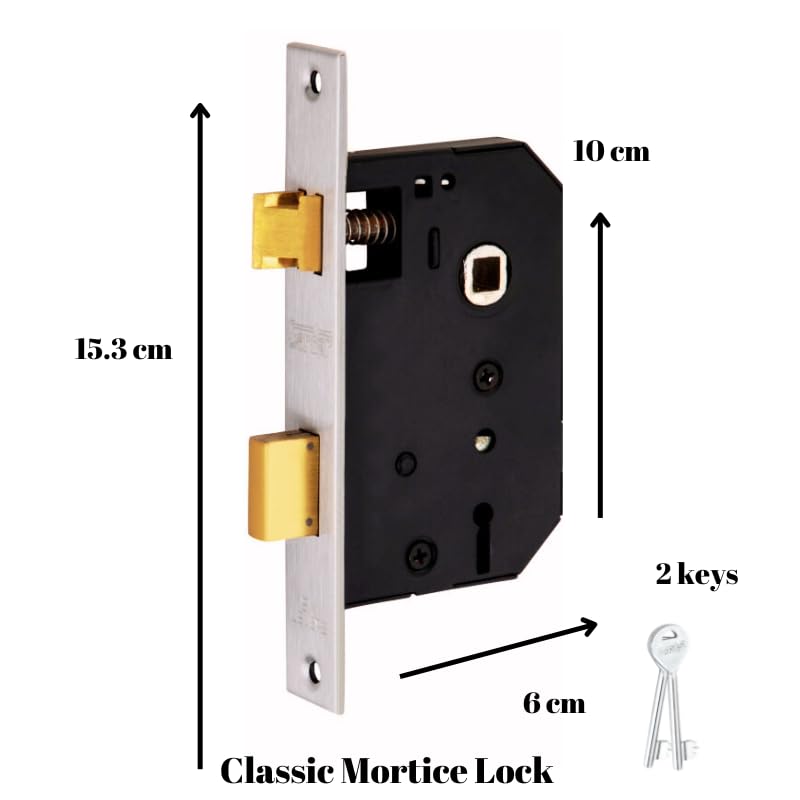 SARDAR Black & Gold 7 Inch Iron Mortise Door Handle Lock Set for Main Door & Bedroom | Heavy Duty Premium Complete Fitting Set | DatsunBGold - Image 4