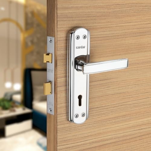 SARDAR Black & Gold 7 Inch Iron Mortise Door Handle Lock Set for Main Door & Bedroom | Heavy Duty Premium Complete Fitting Set | DatsunBGold - Image 1