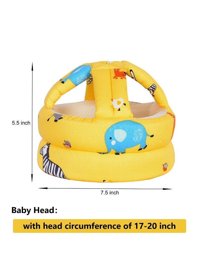 Umtiti Baby Adjustable Helmet, Lightweight and Soft, Great for Baby Learning to Walk and Crawl. Zoo,Yellow - Image 3