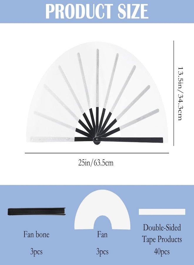 CYUXING 3Pcs Sublimation Folding Fan, Sublimation Fans Blank Foldable Customized DIY Making Kit, Good Size Suitable for Dance Engagement Wedding Interior Decoration - Image 2