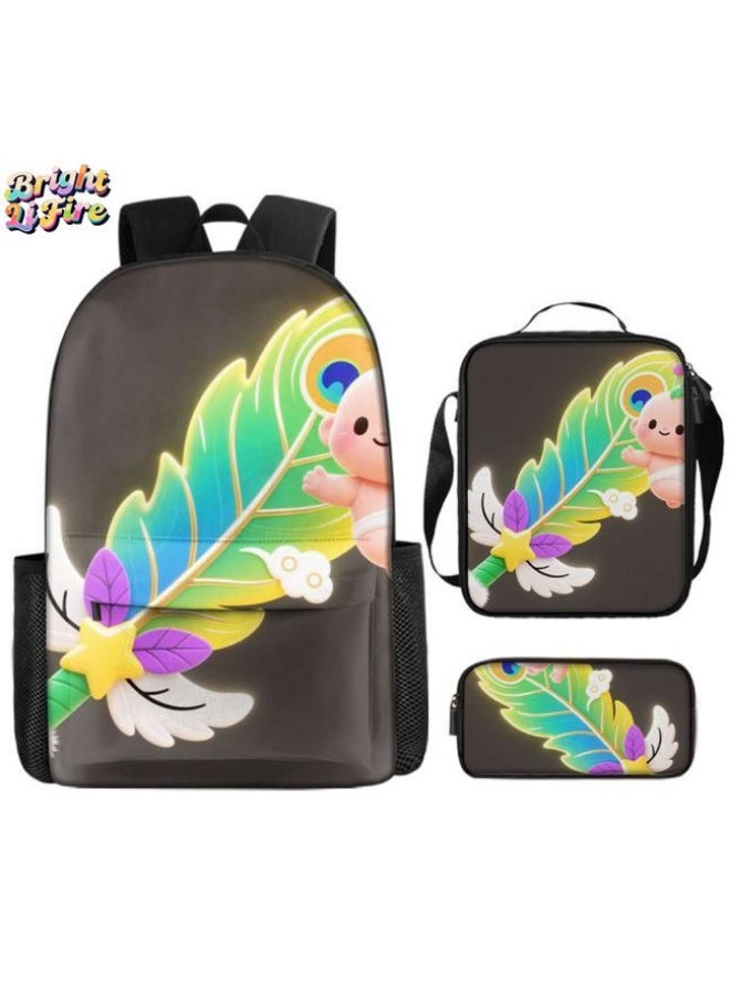 Bright Li Fire Fashion is unlimited! Cartoon bag three-piece set, suitable for a variety of scenes for students and teenagers (available for students, children, friends on outings, mountain climbing, schooling, etc.) - 50 - Image 1