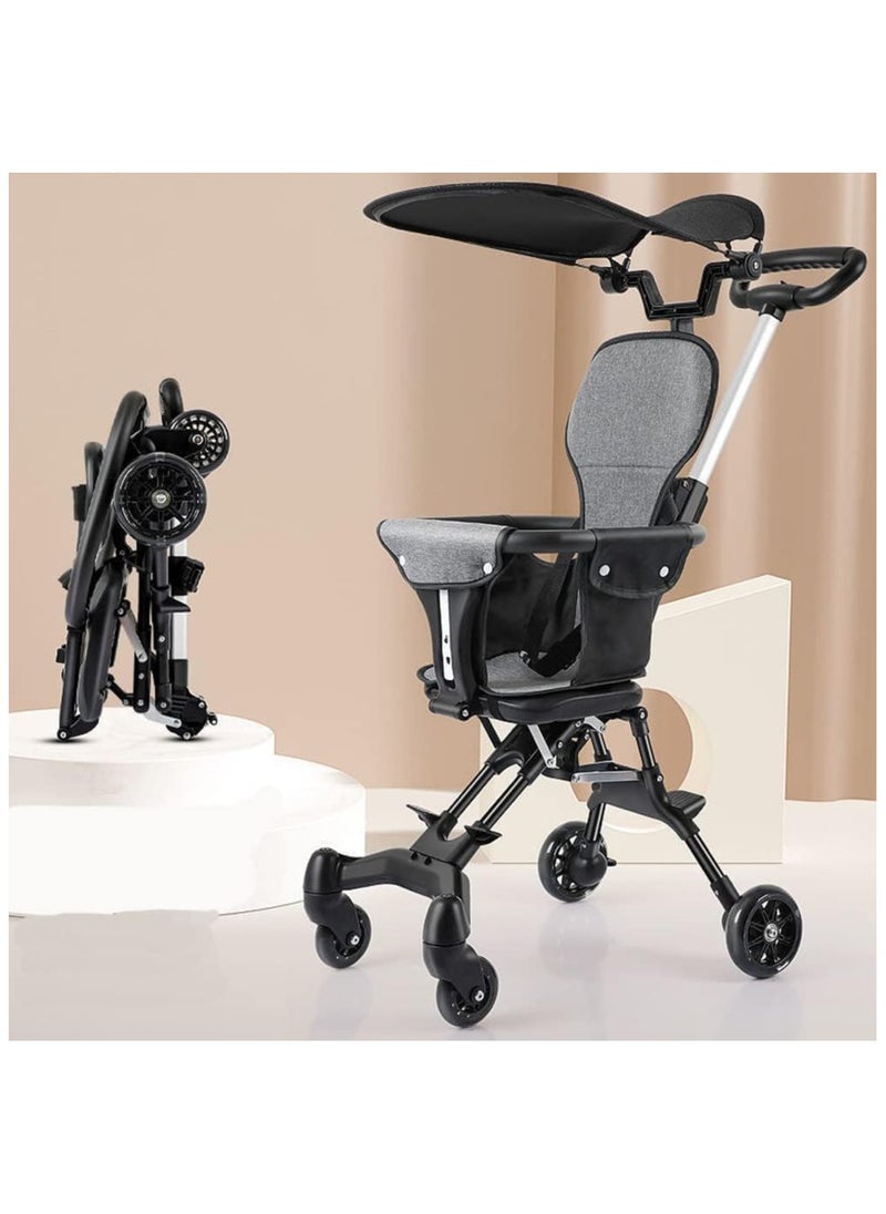Generic Baby Stroller Foldable Stroller Travel Pram for Infants Toddlers and Children 0 to 5 Years a Safety Harness Large Storage Basket, Reversible Handlebar, 360 Degree Swivel Wheel Adjustable Backrest  - Image 1