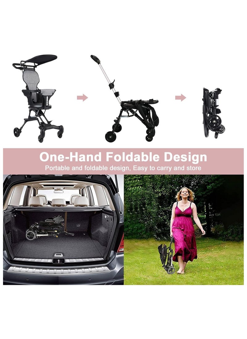 Generic Baby Stroller Foldable Stroller Travel Pram for Infants Toddlers and Children 0 to 5 Years a Safety Harness Large Storage Basket, Reversible Handlebar, 360 Degree Swivel Wheel Adjustable Backrest  - Image 4