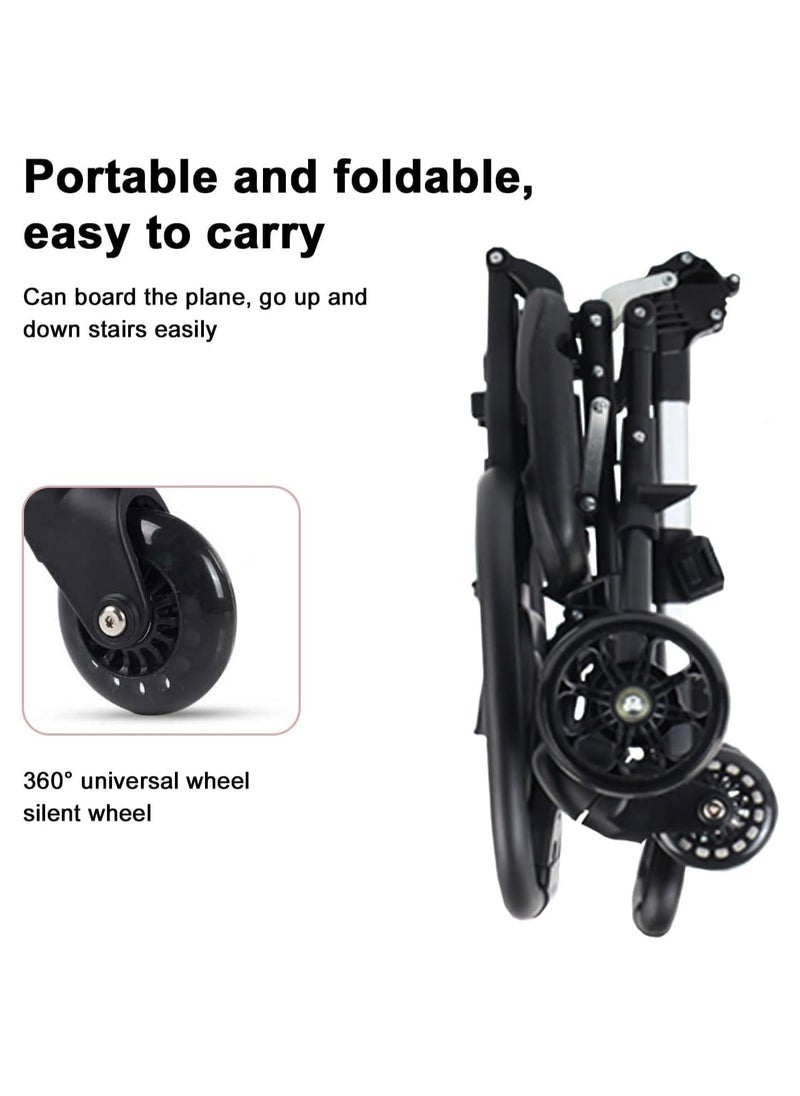 Generic Baby Stroller Foldable Stroller Travel Pram for Infants Toddlers and Children 0 to 5 Years a Safety Harness Large Storage Basket, Reversible Handlebar, 360 Degree Swivel Wheel Adjustable Backrest  - Image 5