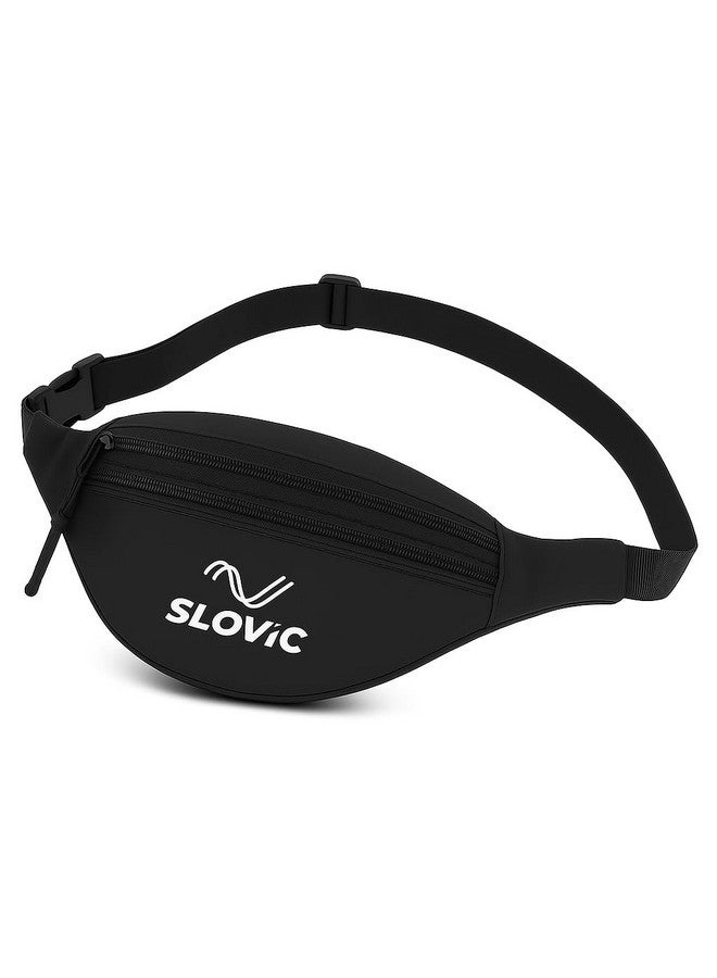 Slovic Waist Bag for Travelling for Man & Women [with 3 Pockets] | Traveling Bag for Boys & Girls | Premium Stictching Travel Bag for Man | Stylish Zip Pouch for Everyday use | Black - Image 1