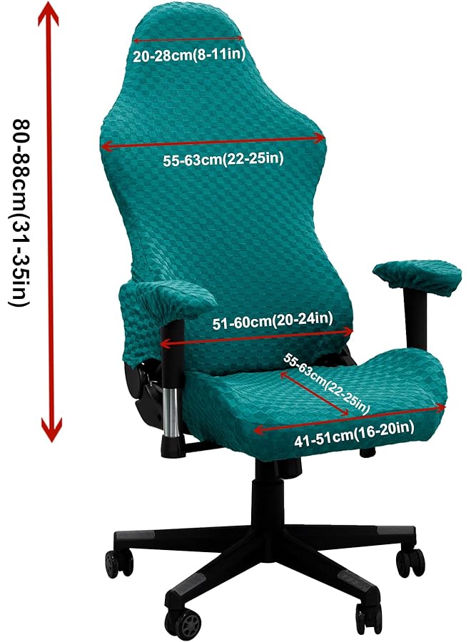 erorex Gaming Chair Covers No Chair Office Computer Chair Slipcovers Small Squares Stretch Washable Slipcovers For Armchair Game Chair Computer Boss Chair Emerald Green - Image 2